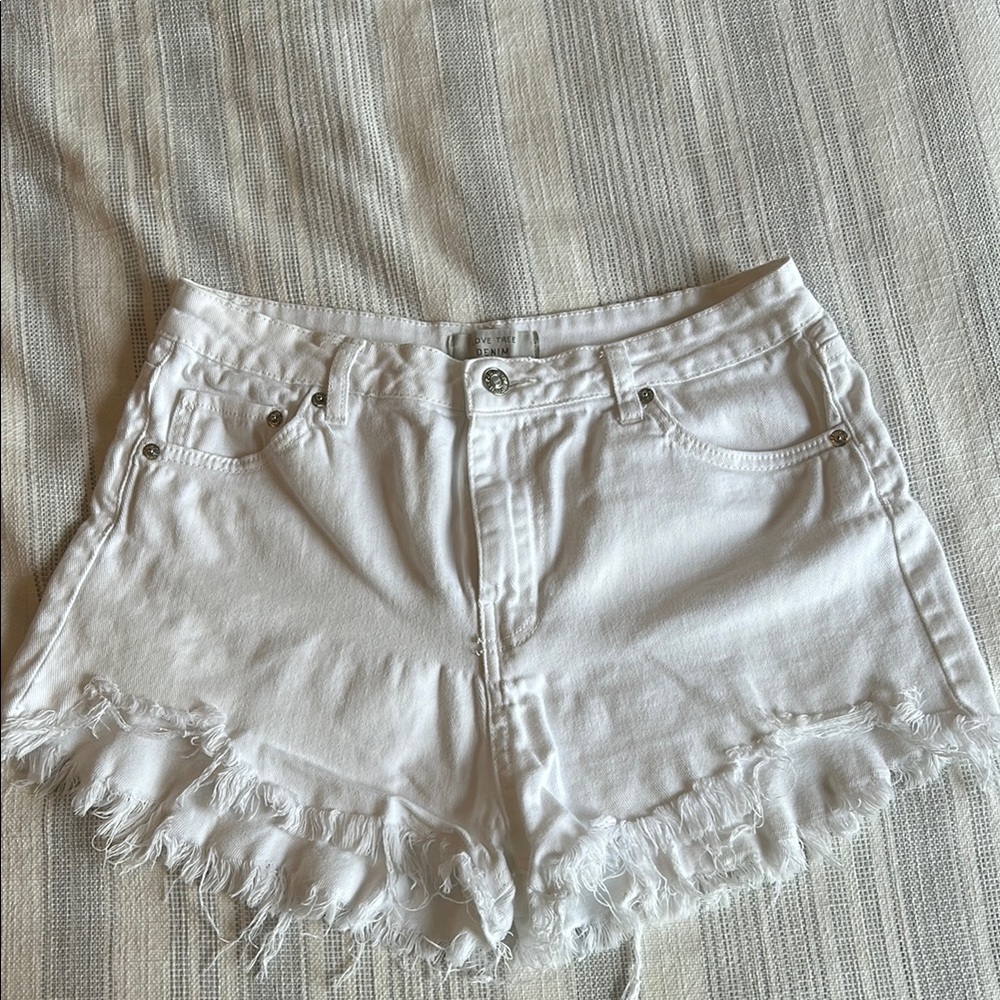 Love Tree White Frayed Jean Shorts